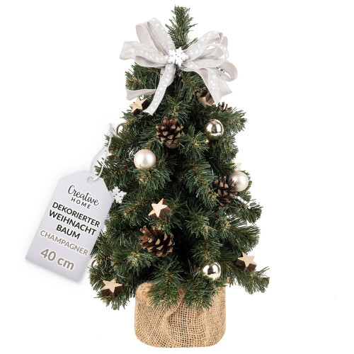 Creative Home Kleiner Weihnachtsbaum Champagner Geschmückt | Höhe 40 cm