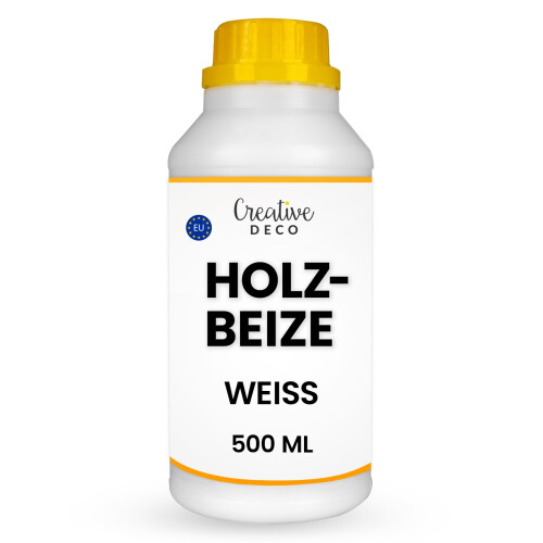 Creative Deco Holzbeize auf Wasserbasis | 500ml | Intensive Weiße Holzfarbe