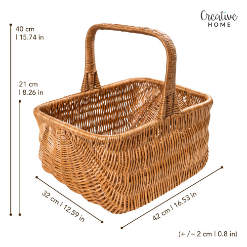 Creative Home Holländischer Einkaufskorb Weidenkorb mit Henkel Picknickkorb 2