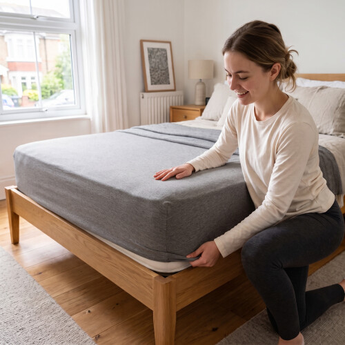 (2X Small Double - Grey) Fitted Sheets 25cm Pack of 2 Small Double Deep Pocket Soft Microfibre Bed Sheets 1