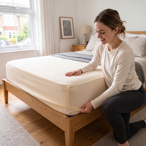 (2X Small Double - Cream) Fitted Sheets 25cm Pack of 2 Small Double Deep Pocket Soft Microfibre Bed Sheets 1