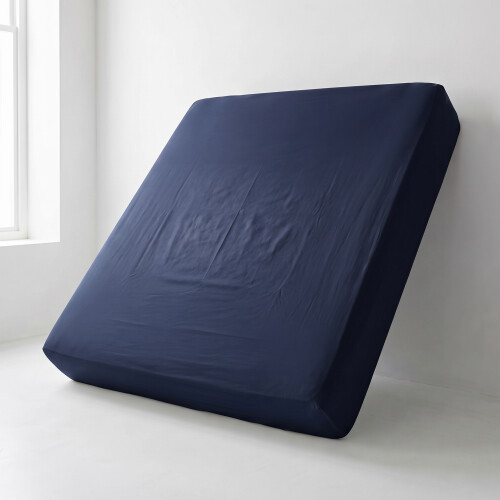 (2X Small Double - Navy) Fitted Sheets 25cm Pack of 2 Small Double Deep Pocket Soft Microfibre Bed Sheets 2