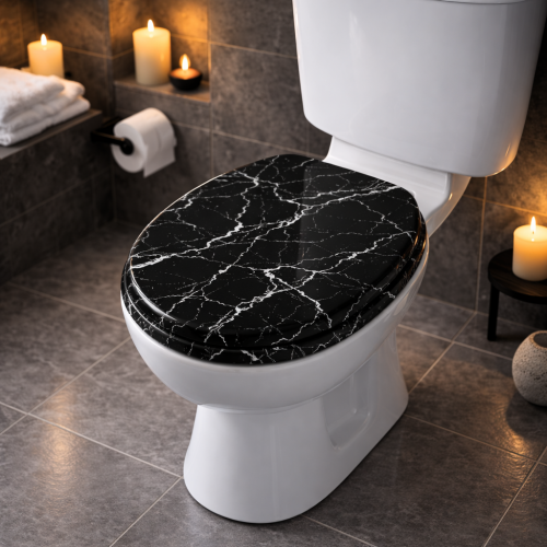 Spot On Dealz 18'' Marble Effect Wooden Toilet Seat