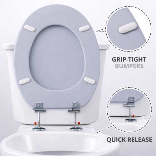 Spot On Dealz 18'' MDF Embossed Skandi Chevron Toilet Seat Grey 2
