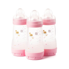 MAM Easy Start Anti-Colic Bottles, 3 x260ml, Self-Sterilising, Pink