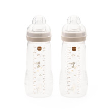 MAM Easy Active Bottles, 2X 330ml, Easy-Grip Ergonomic Shape, Linen