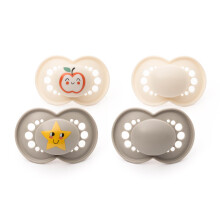 MAM Original Dummies, 18-36M, 4 Pack, Orthodontic Design, Grey/Linen