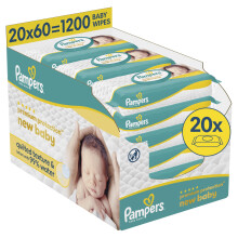Pampers 99% Water Baby Wipes, 20 Packs (1200 Wipes)