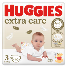 Huggies Extra Care Nappies Size 3, 40 Nappies, 6kg-10kg