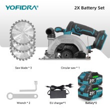YOFIDRA Scie circulaire électrique sans balais 6 pouces, 3500W, 3 vitesses, compatible batteries Makita 18-21V, Lot de 2 batteries