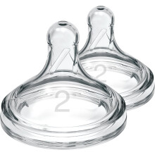 Dr. Brown’s Natural Flow Level 2 Wide-Neck Baby Bottle Silicone Teat, Medium Flow, 3m+, 100% Silicone Bottle Teat, 2-Pack