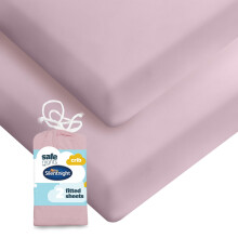 Silentnight Safe Nights Fitted Sheet - Crib Mattress - Breathable 100% Cotton Jersey – Super Soft Kind to Baby Skin - 90x40cm - Secure Fit with Elas