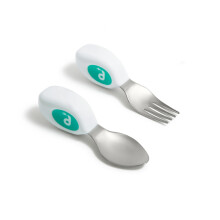 doddl Toddler Cutlery Set (12-24 Months) – 2-Piece Spoon & Fork for Self-Feeding – Easy-Grip Handles for Toddlers Fresh Green