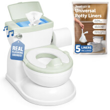 Real Feel Potty with Wipes Storage, Transition Seat & Disposable Liners - Realistic Toilet - Easy to Clean & Assemble - Jool Baby (Sage)