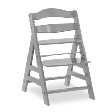 hauck Alpha+, Grey - Wooden High Chair 6 Months to Adult Sustainable FSC Certified Beechwood Toddler Feeding and Entertainment Chair, Inclusive 5-Po