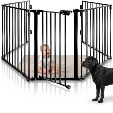 CASARIA Metal Fire Guard, Foldable Fireplace Safety Gate Baby & Dog, Black