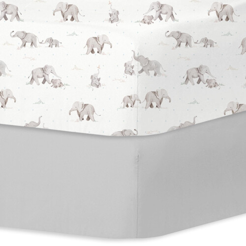 Little Grape Land Cot Bed Sheets 140 x 70 cm, Baby Fitted Sheets 2 Pack