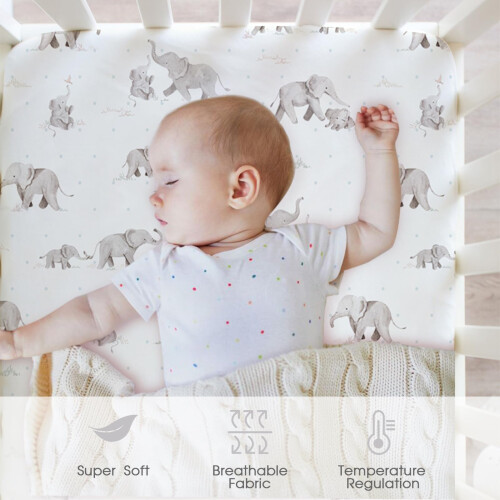 Little Grape Land Cot Bed Sheets 140 x 70 cm, Baby Fitted Sheets 2 Pack 1