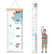 Aolso Baby Height Growth Chart, Wall Hanging Growth Chart Removable Canvas and Wood Measuring Ruler for Baby, Measuring Ruler for Baby Toddler Bedroo