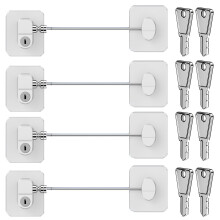 4 Pack Refrigerator Locks with 8 Keys, Child Safety Lock for Fridge Door Locks, Cabinets, Freezer, Desk Drawers, Wardrobes, Closets, Windows-No Tools