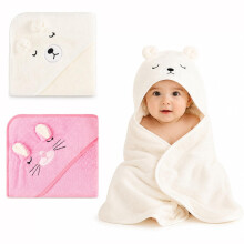 Admygo 2 Pack Cute Animal Hooded Baby Towels, 8080 cm Ultra Soft Baby Bath Towel, Super Absorbent, Comfortable Wrap for Newborn Infant Toddler Boys
