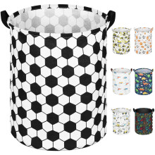AUAUY Toy Storage Basket, Round Foldable Toys Hamper,40*50CM (Soccer Ball)