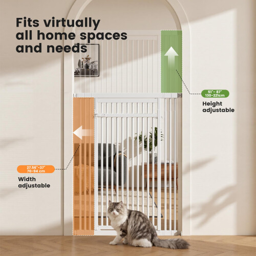 Gardner Pet Extra Tall No-Drill Cat Gate,Adjustable Steel Safety Gate,White 1