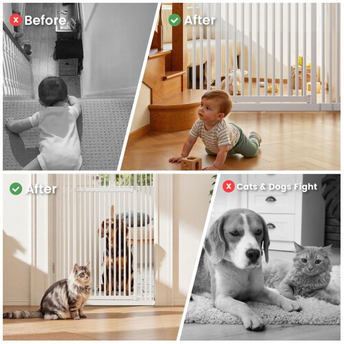 Gardner Pet Extra Tall No-Drill Cat Gate,Adjustable Steel Safety Gate,White 2
