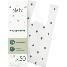 Naty compostable nappy bags with easy tie handles, 50 count