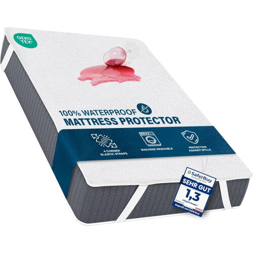 Waterproof Mattress Protector King 150x200 cm wilth Elastic Straps