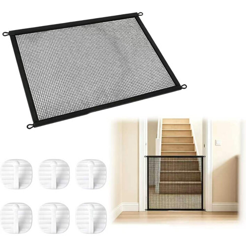 Retractable Pet Gate,110 x 72 cm,No-Drill Mesh Barrier
