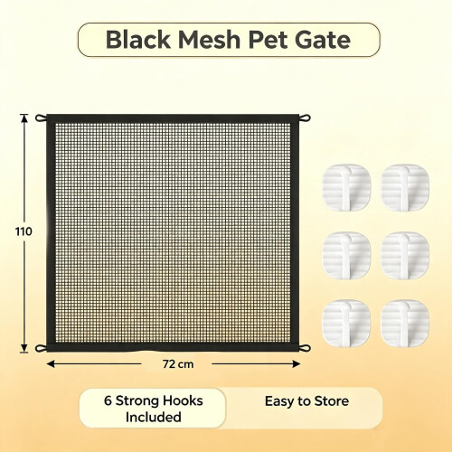 Retractable Pet Gate,110 x 72 cm,No-Drill Mesh Barrier 1