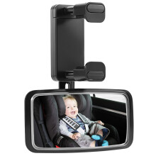 QWORK Car Rear Mirror, Clip-On Rear View Mirror, 360 Rotatable Rear View