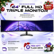 DELL TRIPLE MONITOR MULTI SCREEN SETUP 72" (3 x 24") 1920 x 1080 HDMI DP - Refurbished