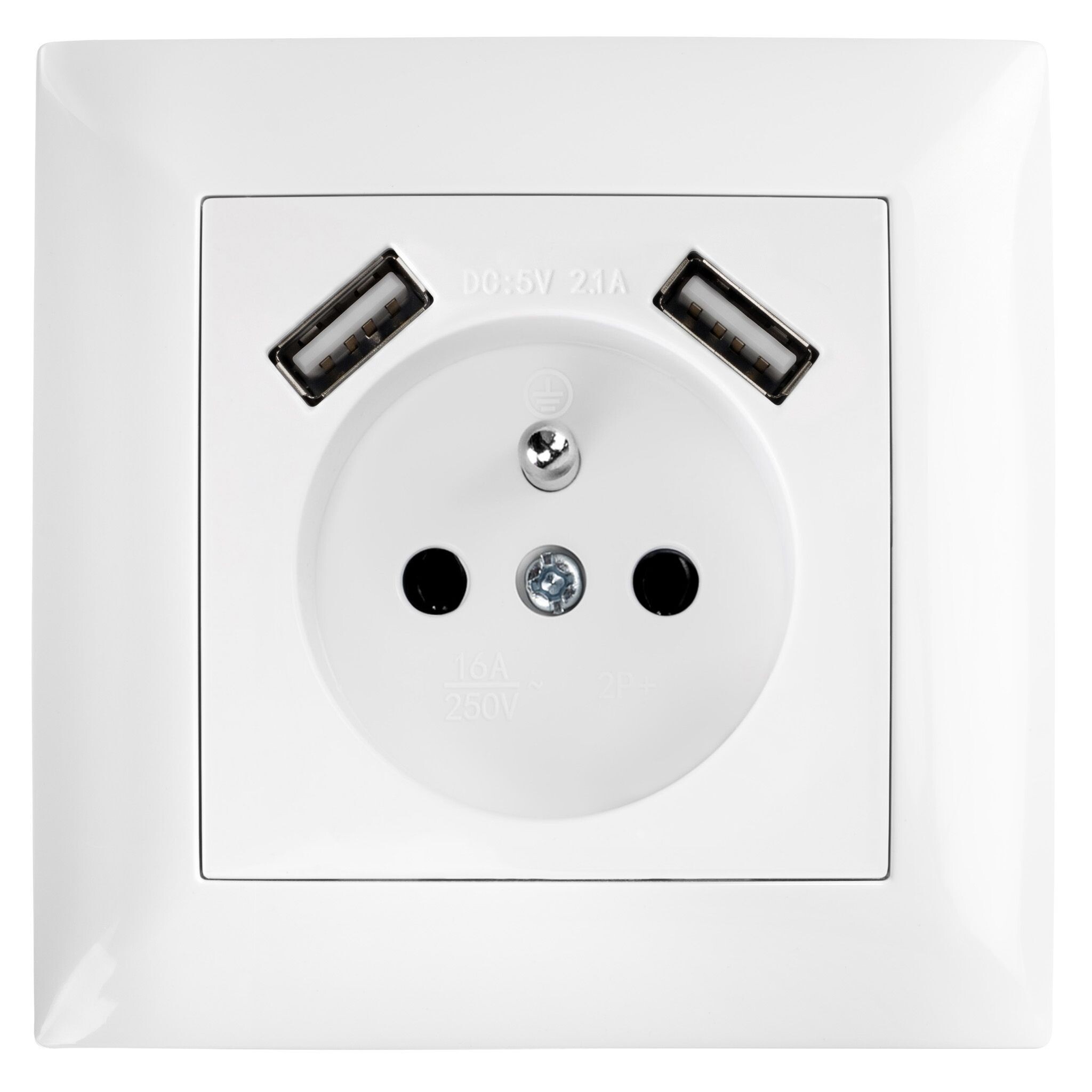 Single Grounded Socket With Frame + 2x Usb-a Oste Jnh003-g White on OnBuy
