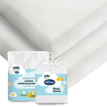 Silentnight Safe Nights Cot Bed Waterproof Mattress Protector & Fitted Sheet - Children Kids Baby Nursery Bed Pad Protection Against Spillages - 100%