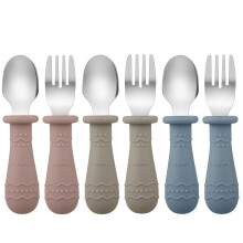 PandaEar 6 Pack Toddler Cutlery Set| Baby Fork and Spoon Set| Stainless Steel Childrens Kids Cutlery| Baby Cutlery Self Feeding 12 Months Plus with S