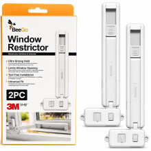 BeeGo Window Restrictor 2 Pack – Child Safety Lock for UPVC Windows | Self-Adhesive No-Drill Window Restrictor | Baby, Child & Pet Safety Window L