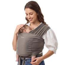 Momcozy Baby Wrap Carrier for 3.6-15kg, Adjustable Sling for Newborn, Brown