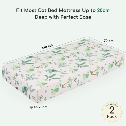 Yukkidds Cot Bed Sheets 140x70 cm Fitted 2 Pack Toddler Bed Sheets 1