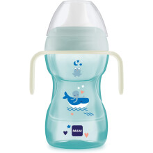 MAM Fun to Drink Cup & Glow Handles, Baby Bottle with Handles, Spill-Free Sippy Cup, Transition Drink Bottle for Babies and Toddlers, Blue (Pack of 5