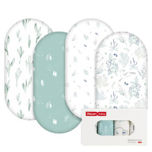 GLLQUEN 4 Pack Moses Basket Fitted Sheets 81x41 cm Pram Microfiber OEKO-TEX