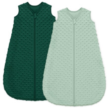 Unnivoll Baby Sleeping Bag 1.5 Tog with Plush Dots Sleep Bag 2 Pack Baby Sleep Sack Wearable Blanket for Newborn Infant 0-6 Months Forest Green