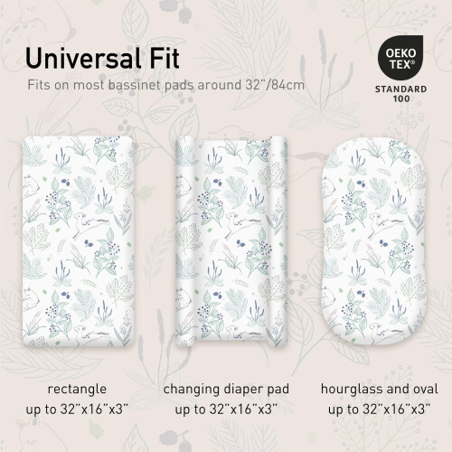 GLLQUEN 4 Pack Moses Basket Fitted Sheets 81x41 cm Pram Microfiber OEKO-TEX 1