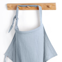 Blissful Diary Muslin Nursing Cover for Breastfeeding, Breathable Breastfeeding Cover up with Arch Neckline for Women, Nursing Apron(Light Blue)
