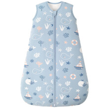 FIEMOL Baby Sleeping Bag 12-18 Months 2.5 Tog, Winter Cotton Toddler and Infant Sleep Bag, Baby Sleep Sack 2-Way Zipper Warm Wearable Blanket Blue Wh