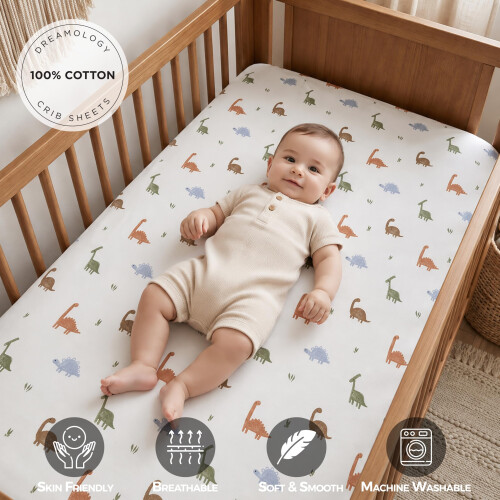 Dreamology Cot sheets, 2 Pack,100% Cotton Jersey Fitted sheets, 2 Pack 1