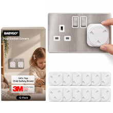BABYGO Plug Socket Covers, 12 Pack, Child Proof UK 3-Pin, BPA-Free