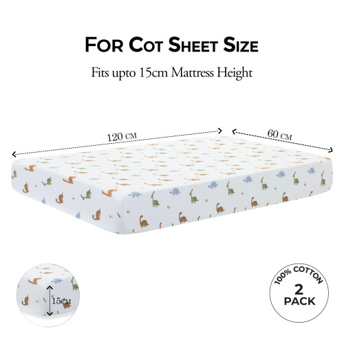 Dreamology Cot sheets, 2 Pack,100% Cotton Jersey Fitted sheets, 2 Pack 2