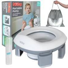Nuby Go Potty Portable Toddler Toilet, Non-Slip, Travel Ready, Splash Guard, Suitable for 18+ Months (20 Disposable Bags Included)